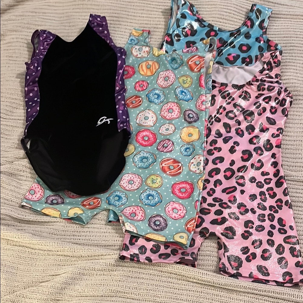 4 Colorful Kids' Gymnastics Leotards Set